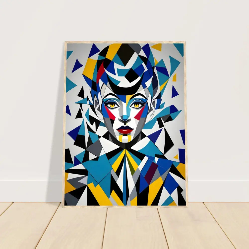 Abstract geometric portrait art on premium matte paper wooden framed poster from PixiOnyx Modern Collection