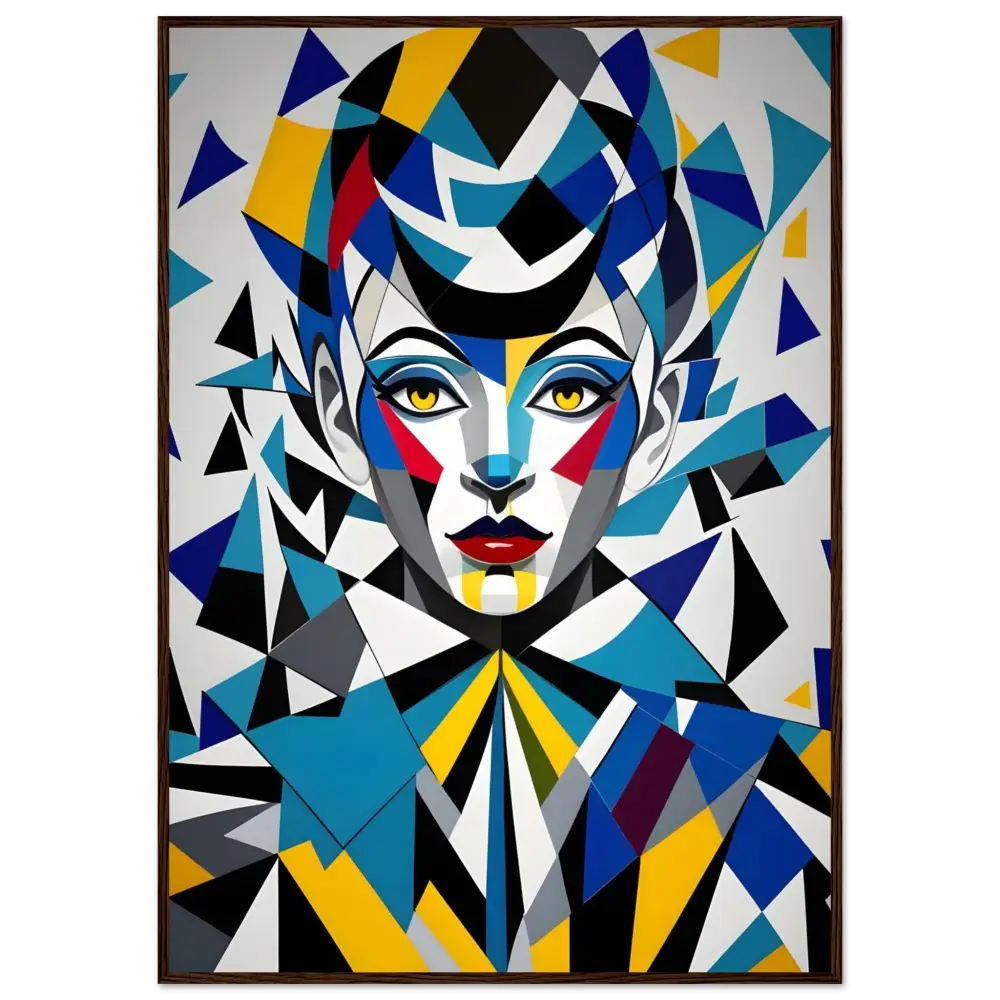 Abstract geometric portrait on Premium Matte Paper Wooden Framed Poster from PixiOnyx Modern Collection