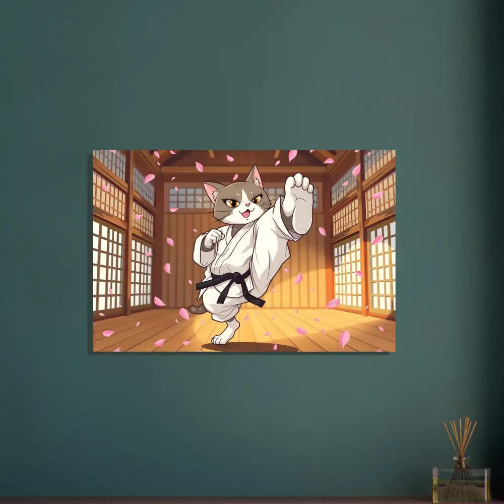 Karate Cat art on premium matte paper framed poster featuring Cherry Blossom Showdown