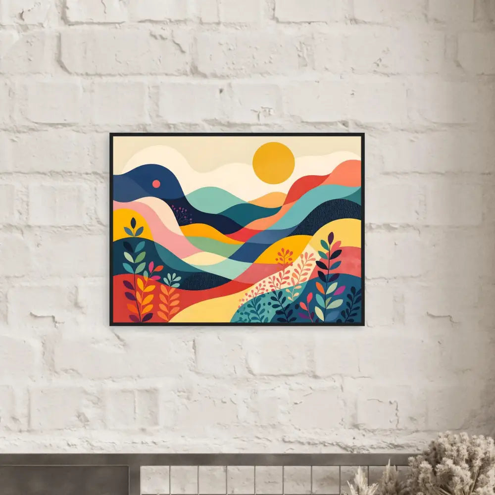 Colorful landscape art in a premium wooden frame, perfect for home decor