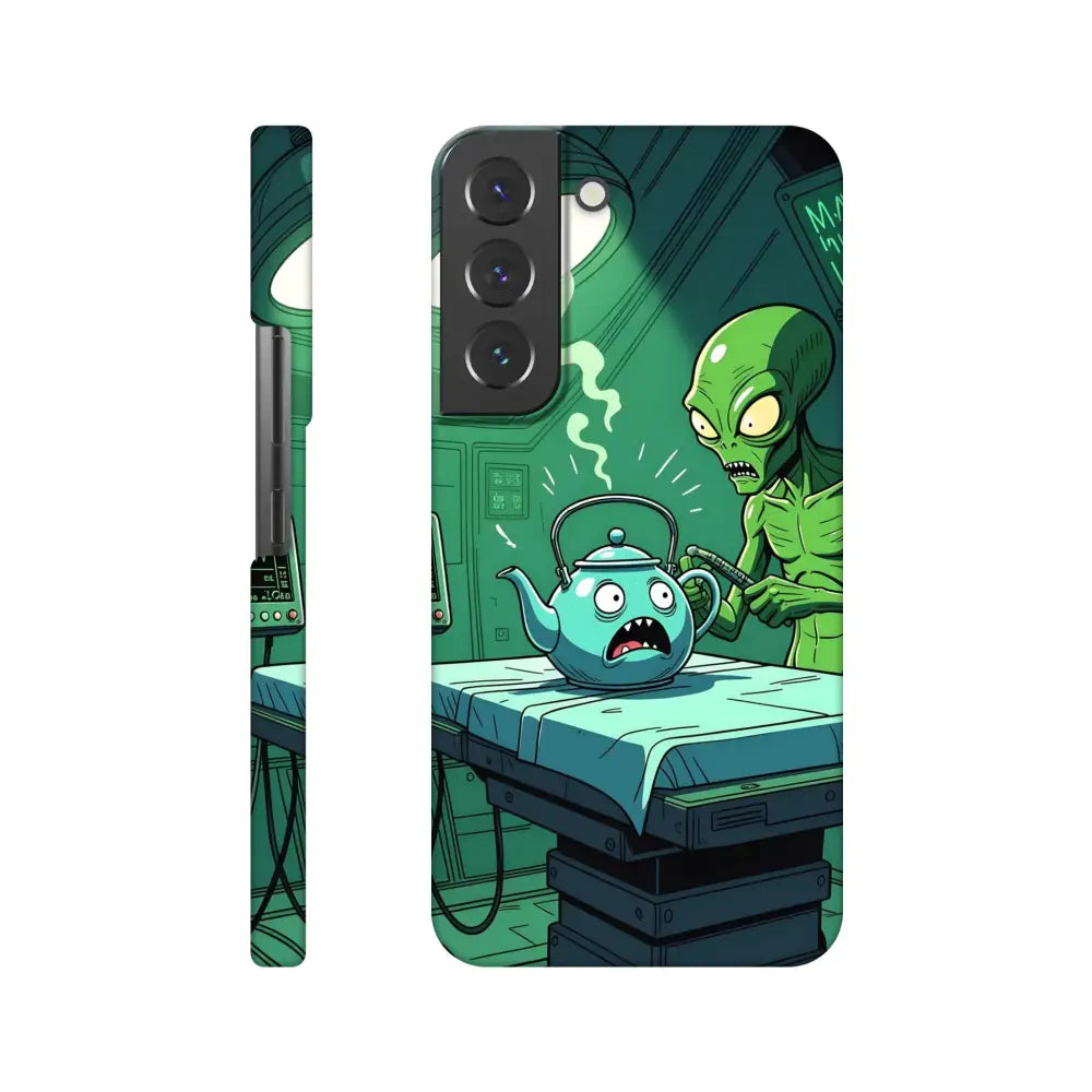 Humorous alien abduction phone case featuring comic alien scene for Samsung Slim Case