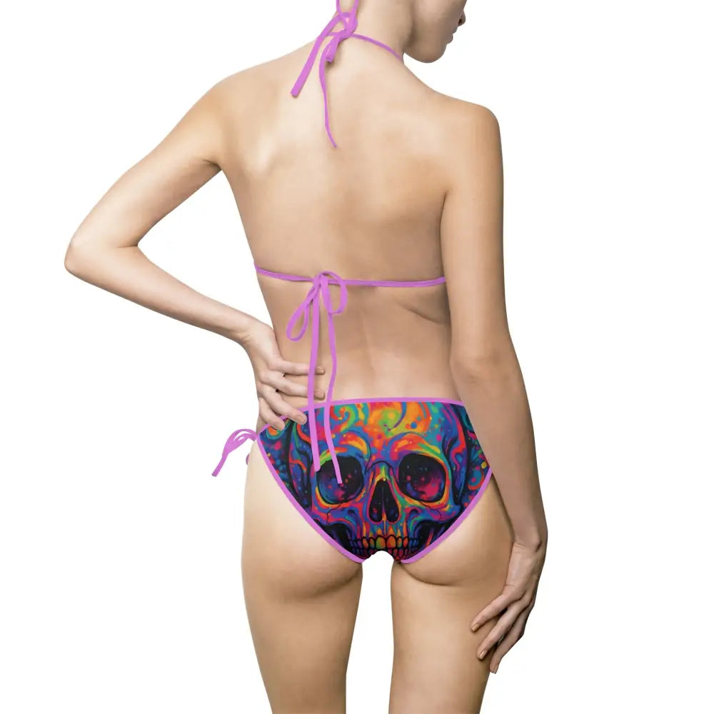 Colorful Skull-printed Bikini from PixiOnyx Boho Swim Collection for Festival Beachwear