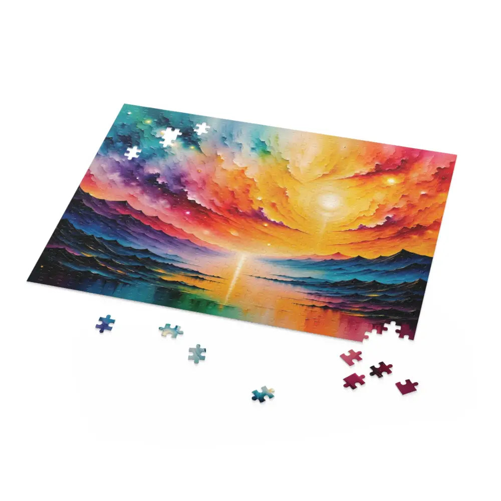 Partially completed Radiant Horizon puzzle by Honson Ventures Limited featuring a colorful sky scene