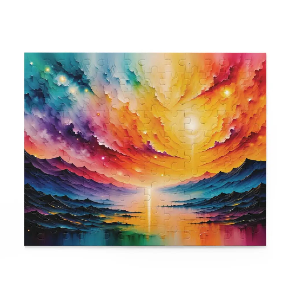 Vibrantly colored landscape jigsaw puzzle featuring a radiant horizon by Honson Ventures Limited at Gnaftis House Flat
