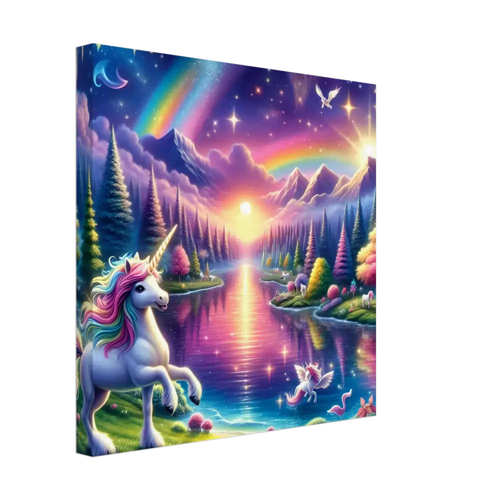 Vibrant Rainbow Unicorn Fantasy Canvas Wall Art for Kids Room Decor PixiOnyx Exclusive