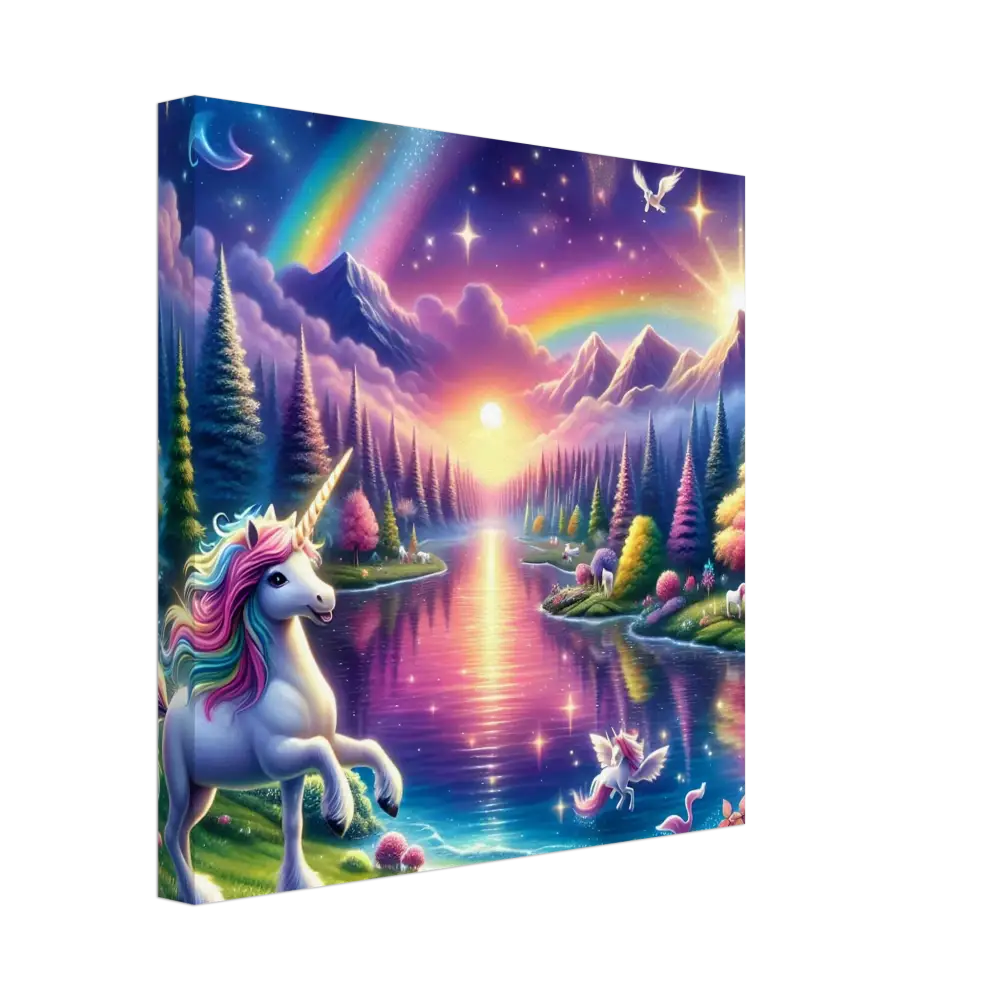 Whimsical unicorn canvas art from Rainbow Unicorn Fantasy Canvas by PixiOnyx Exclusive