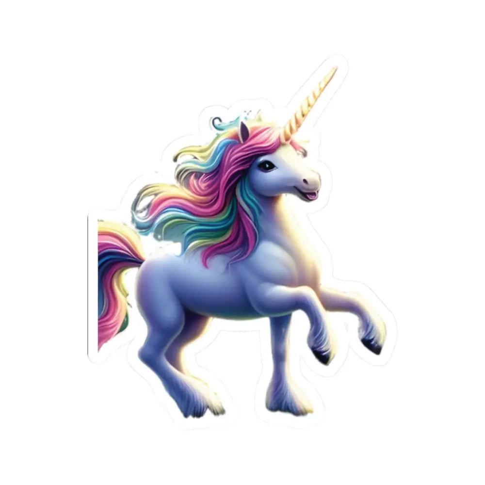 Colorful unicorn sticker with golden horn for laptops and gifts from PixiOnyx
