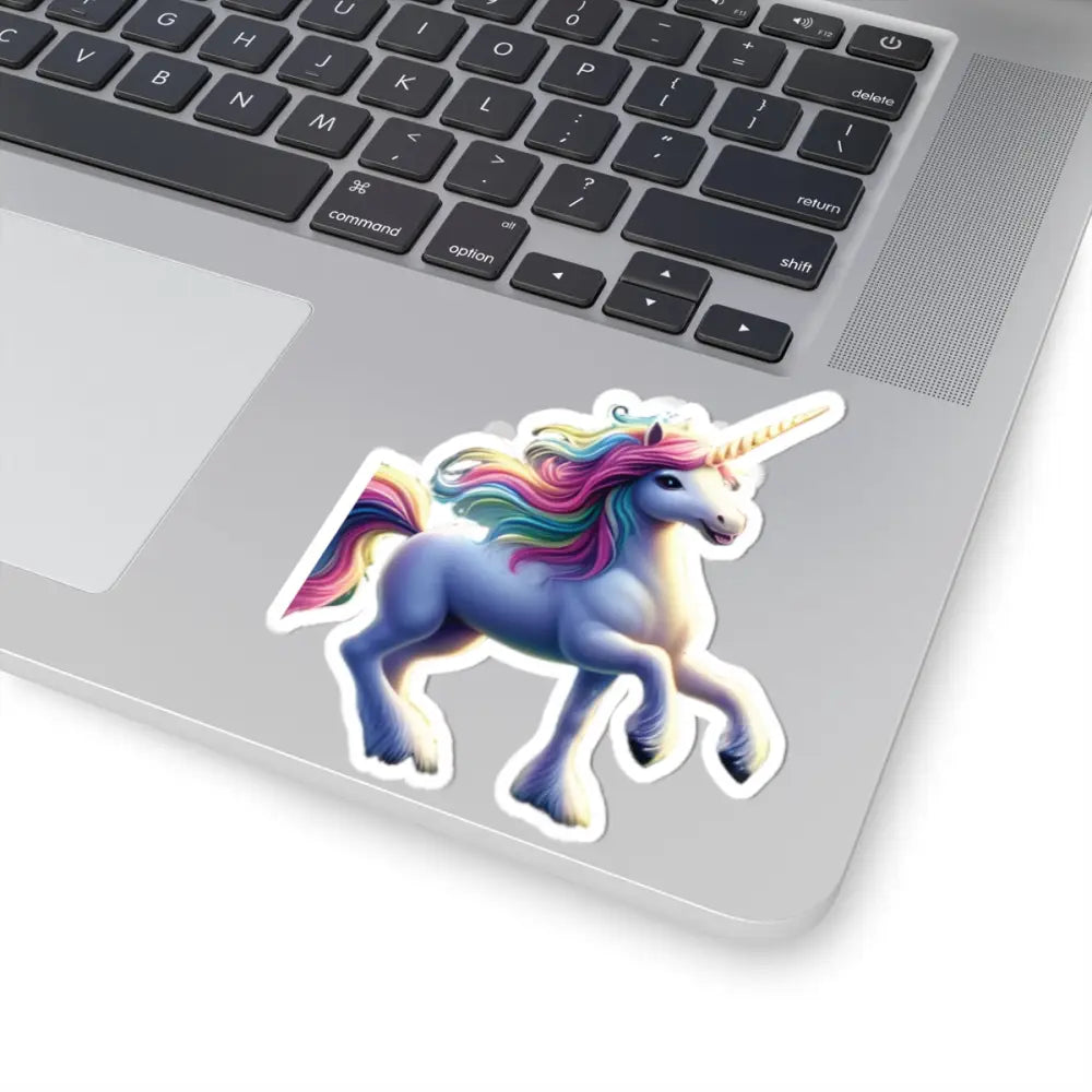 Rainbow unicorn sticker with rainbow mane for laptops and gifts by PixiOnyx