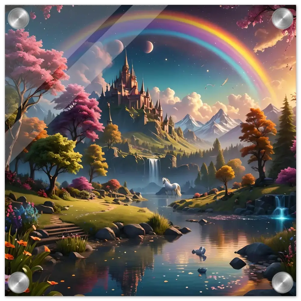 Fantasy castle landscape art print from Realm of the Rainbow Crown by PixiOnyx