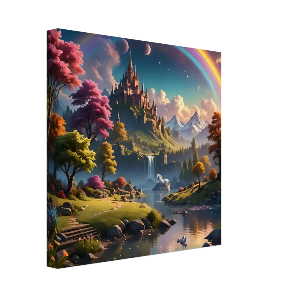 Fantasy castle landscape canvas print from Realm of the Rainbow Crown by PixiOnyx