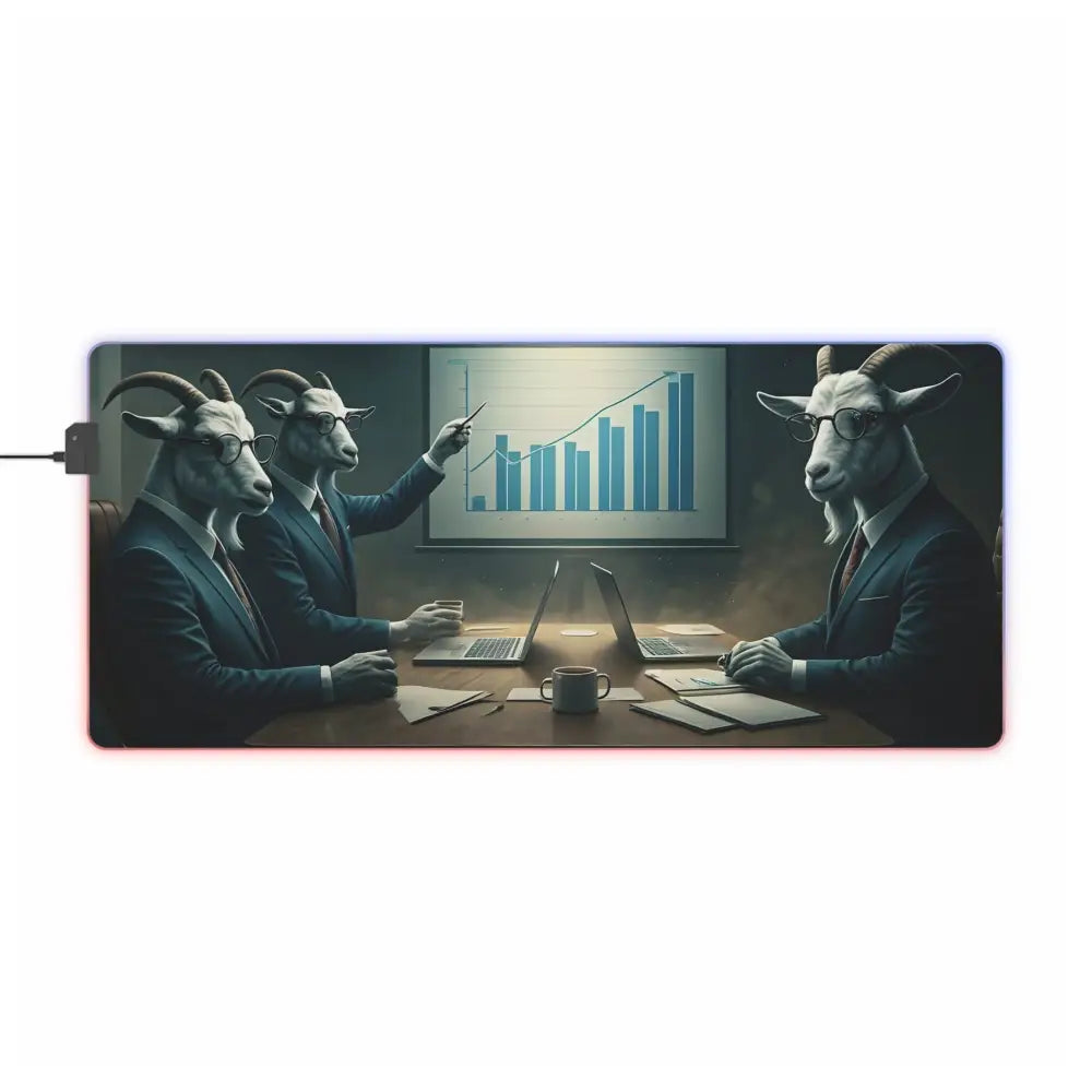 Illuminated Mousepad with Goats in Business Suits for PixiOnyx RGB Gaming Desk Mat
