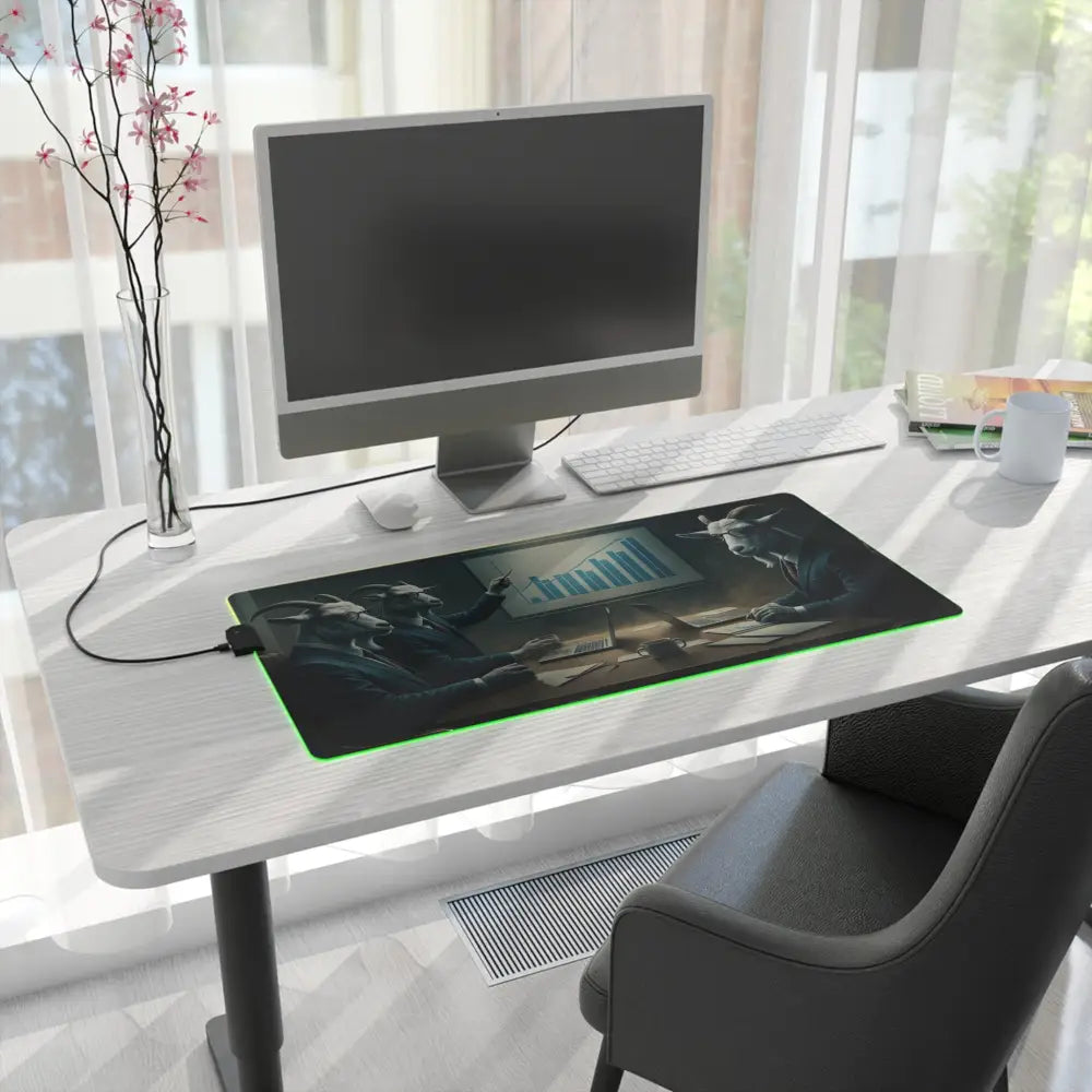 Illuminated RGB Gaming Desk Mat from PixiOnyx featuring vibrant lighting effects