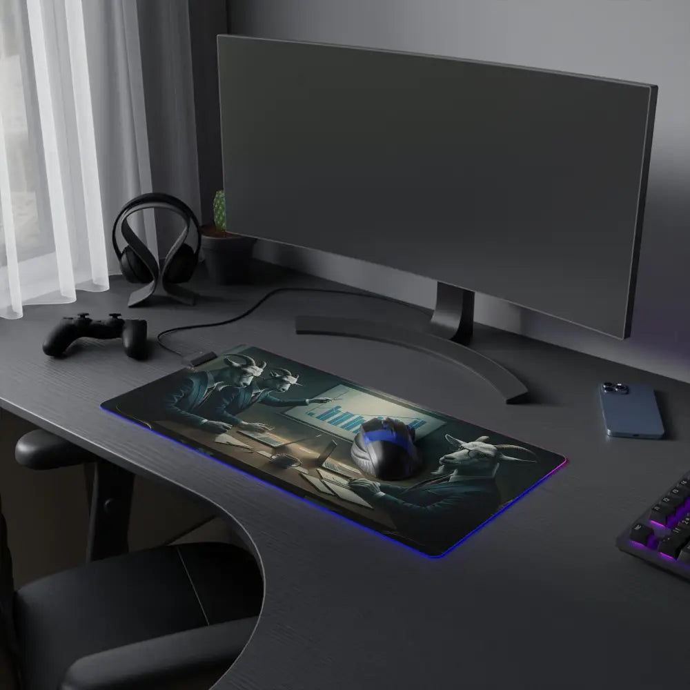 RGB Gaming Desk Mat showcasing a sleek gaming desk setup for PixiOnyx Executive Vibes
