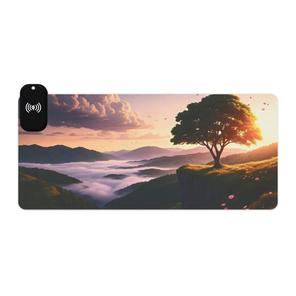 Scenic wireless charging mousepad with RGB lighting in PixiOnyx Dreamscape Vibe design