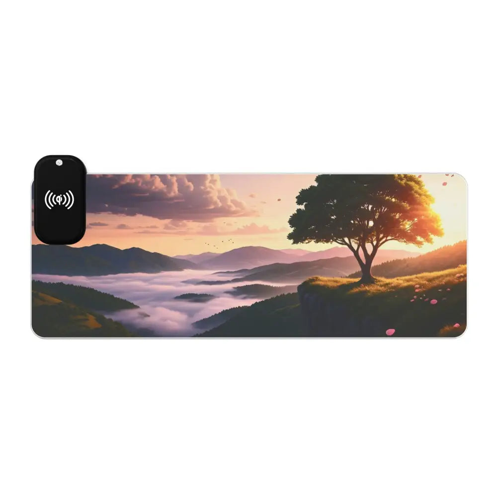 Wireless charging mousepad featuring scenic landscape design for seamless device power