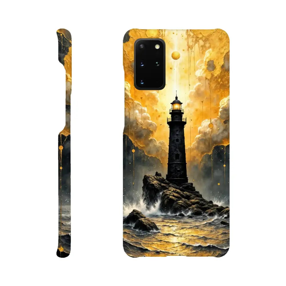 Ultra-sleek Samsung case with slip surreal elegance featuring a lighthouse on a stormy sea