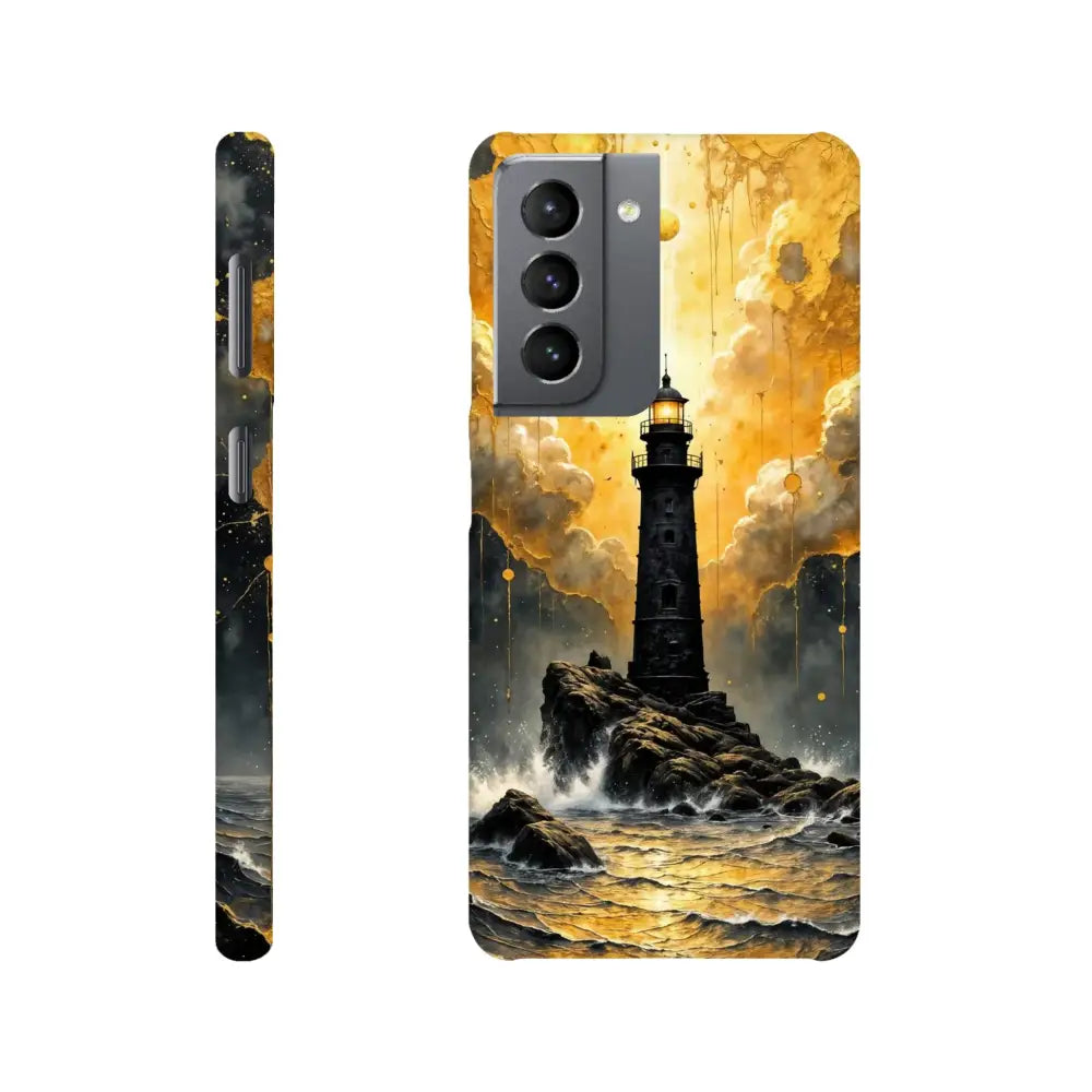 Ultra-sleek Samsung case with slip surreal elegance featuring lighthouse and stormy sea design