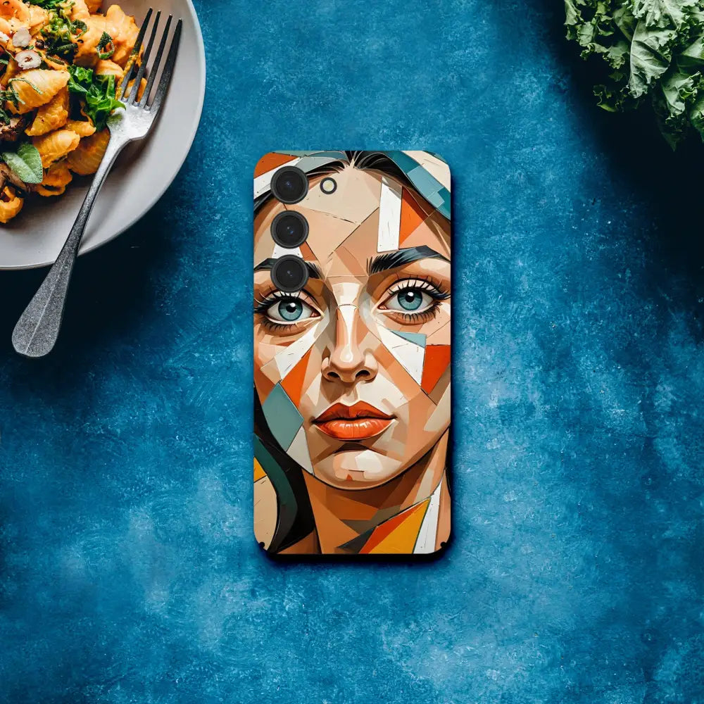 Samsung Slim Case Prismatic Portrait featuring a geometric woman’s face design