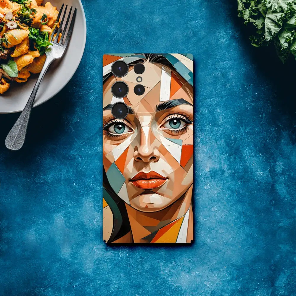 Samsung Slim Case with Geometric Woman Portrait Design for Smartphone
