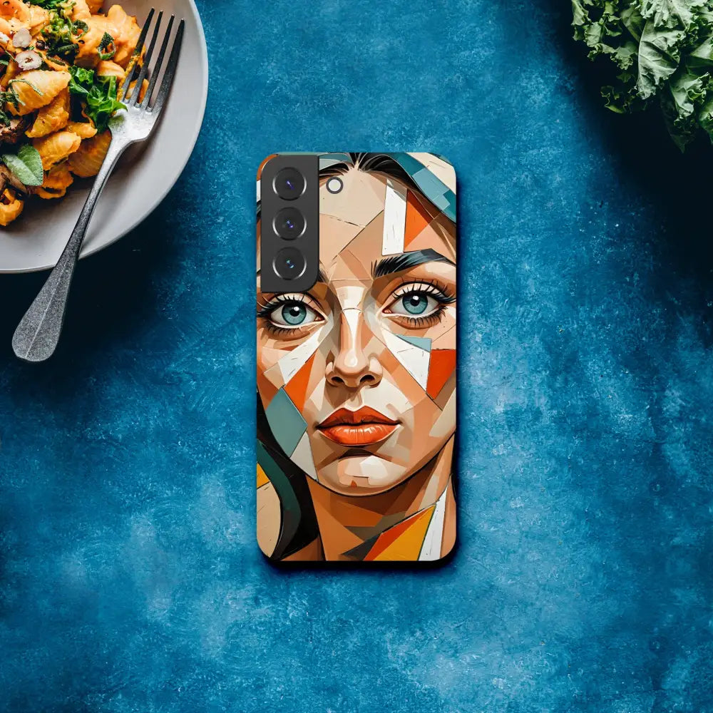 Samsung Slim Case Prismatic Portrait featuring a geometric woman’s face design