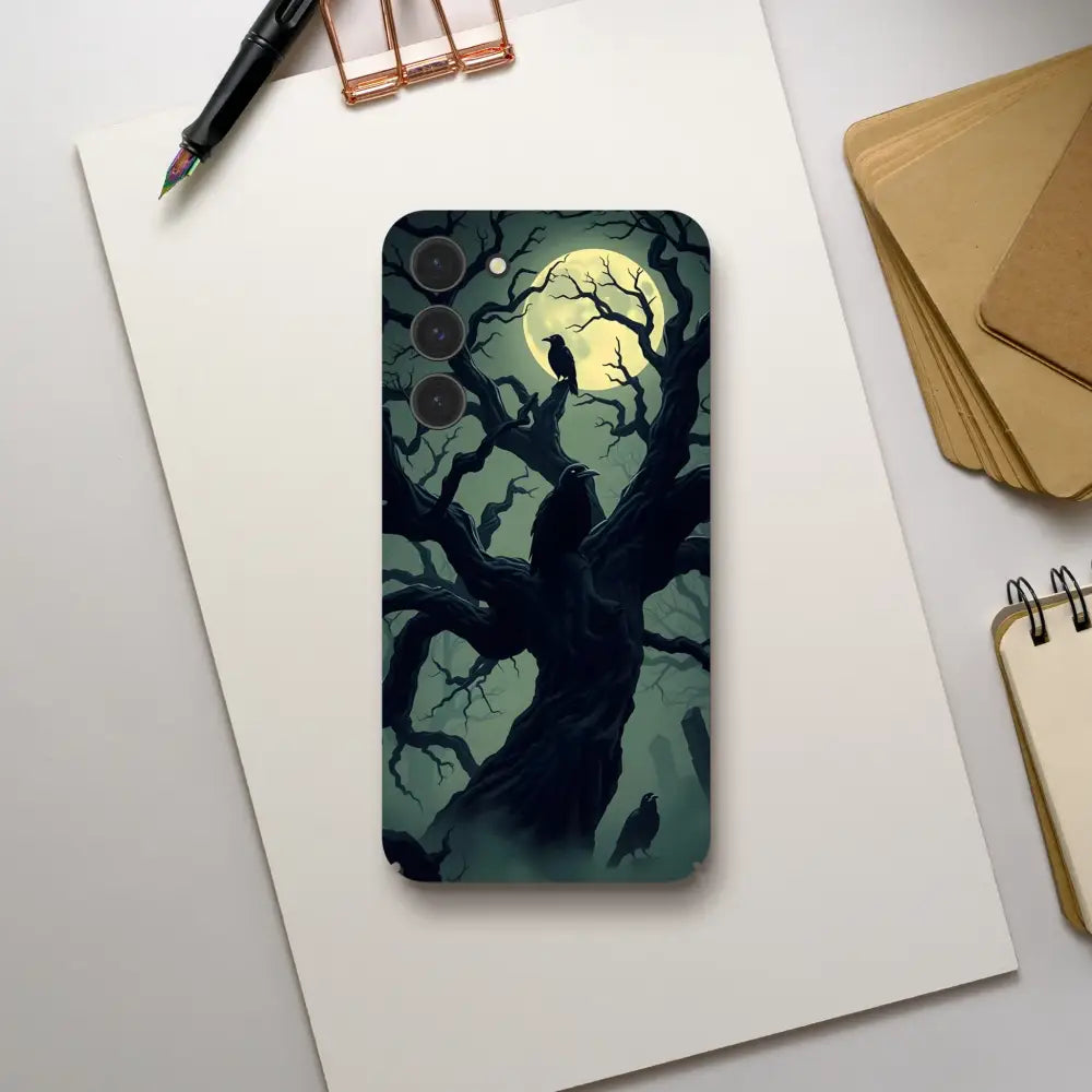 Samsung Slim Case with spooky tree and moon design from PixiOnyx Phantom Grip Series