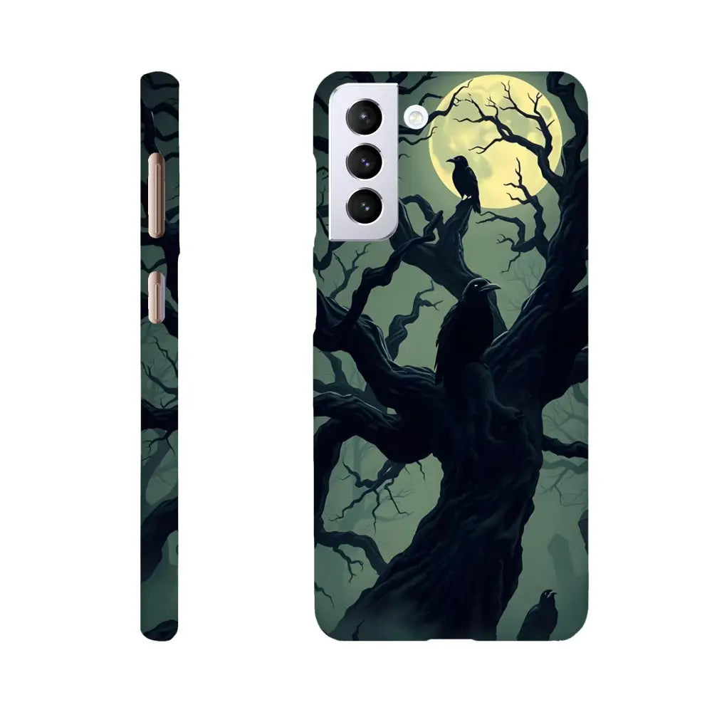 Raven-themed Samsung Slim Case from PixiOnyx Phantom Grip Series featuring Crooked Moon design