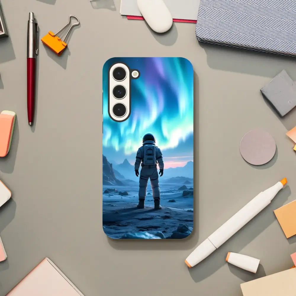 Samsung Tough Case with Astronaut Under Aurora design for Cosmic Armor by PixiOnyx