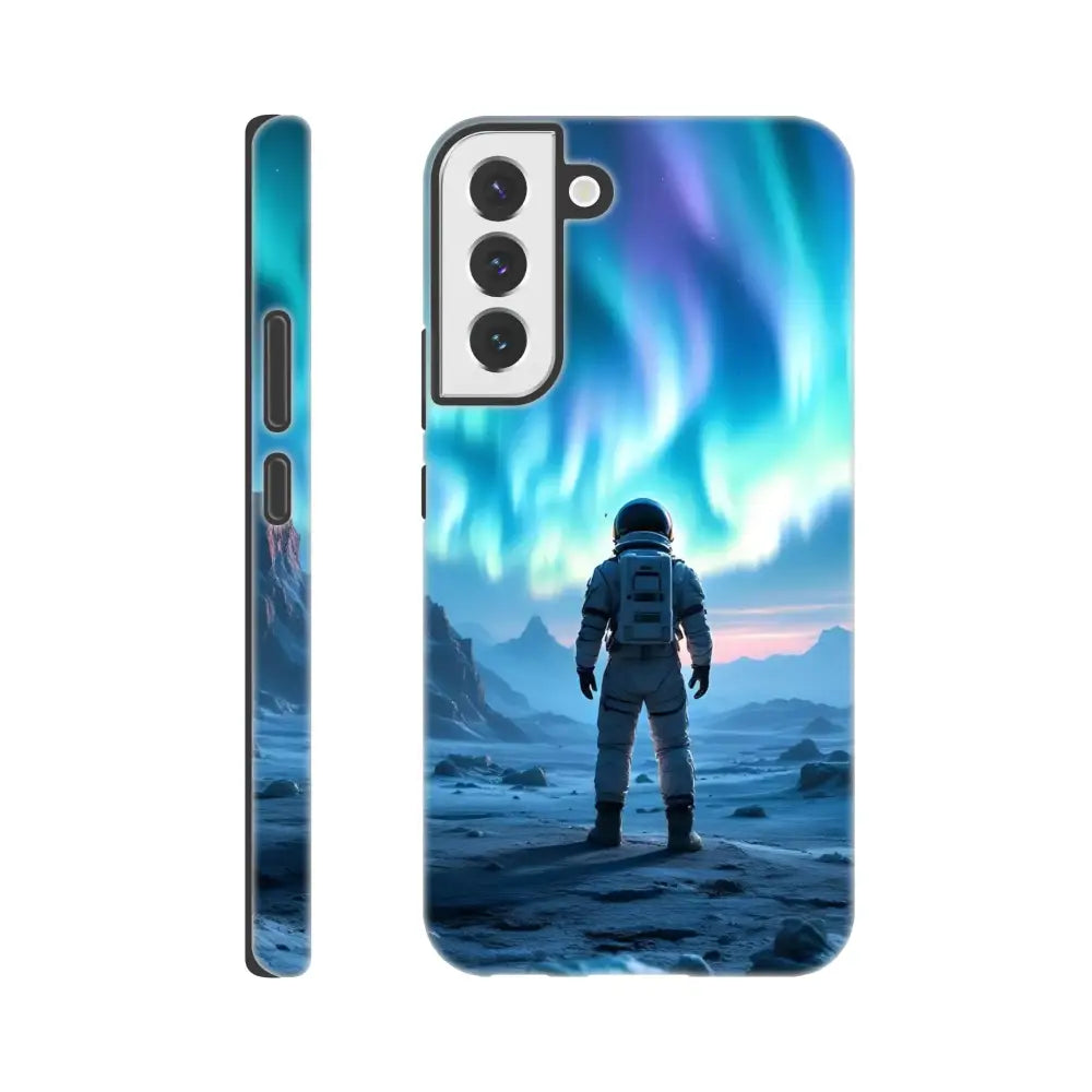 Samsung Tough Case with astronaut design under Aurora, cosmic armor from PixiOnyx