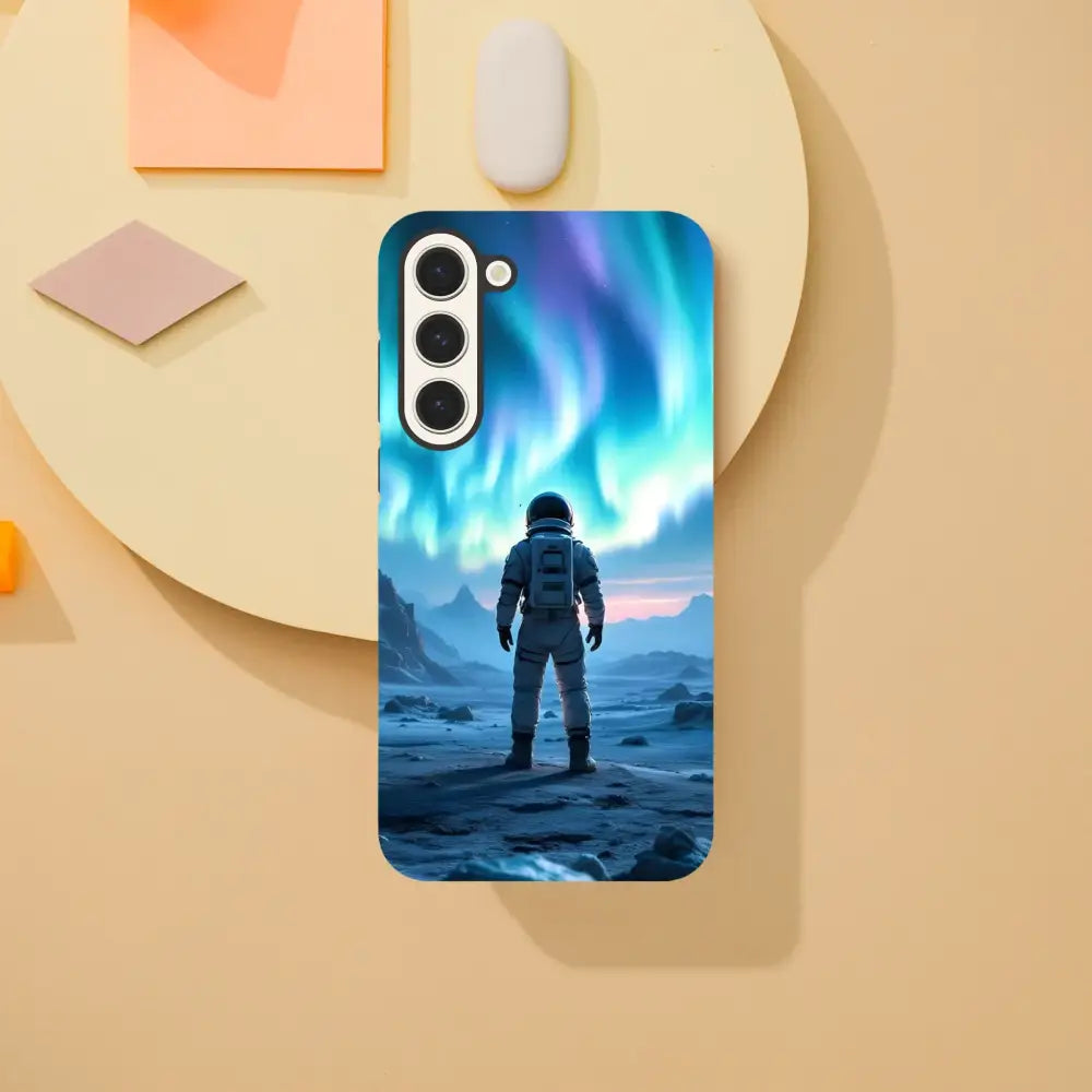 Samsung Tough Case with Astronaut Under Aurora design for cosmic protection