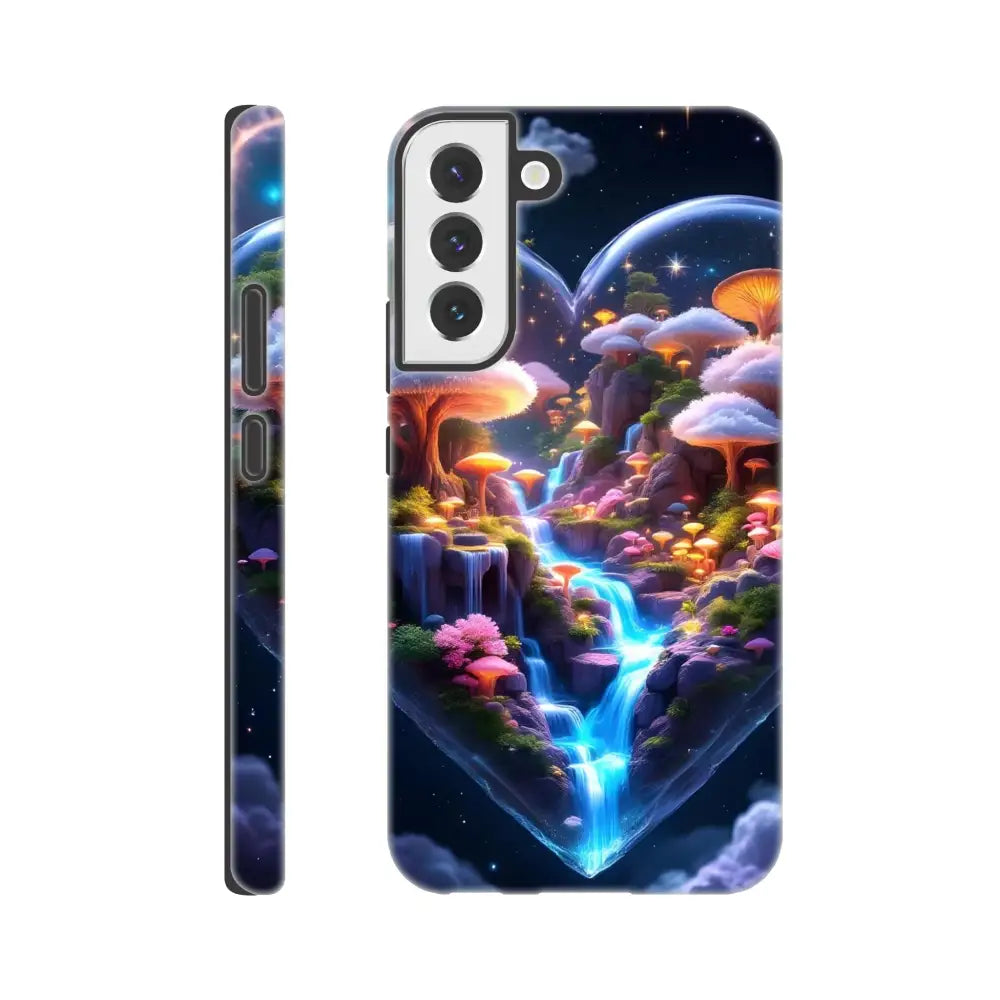 Fantasy landscape phone case featuring cosmic heart design for Samsung Tough Case PixiOnyx Microverse Armor