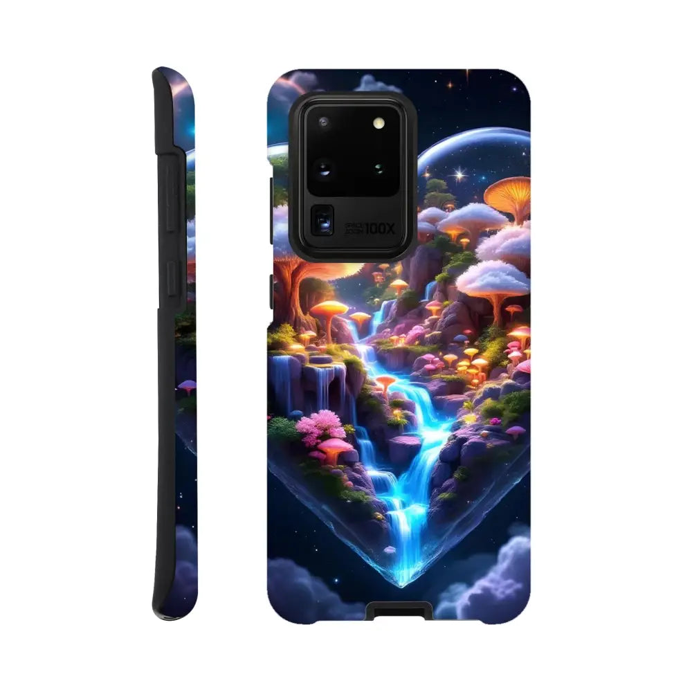 Fantasy landscape phone case featuring cosmic heart design on Samsung Tough Case PixiOnyx