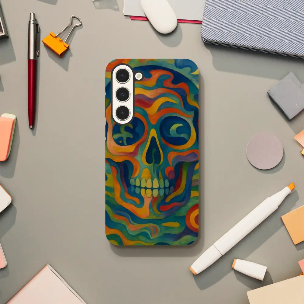 Colorful skull phone case for Samsung Tough Case Craniocolor PixiOnyx Psychedelic Skull Armor