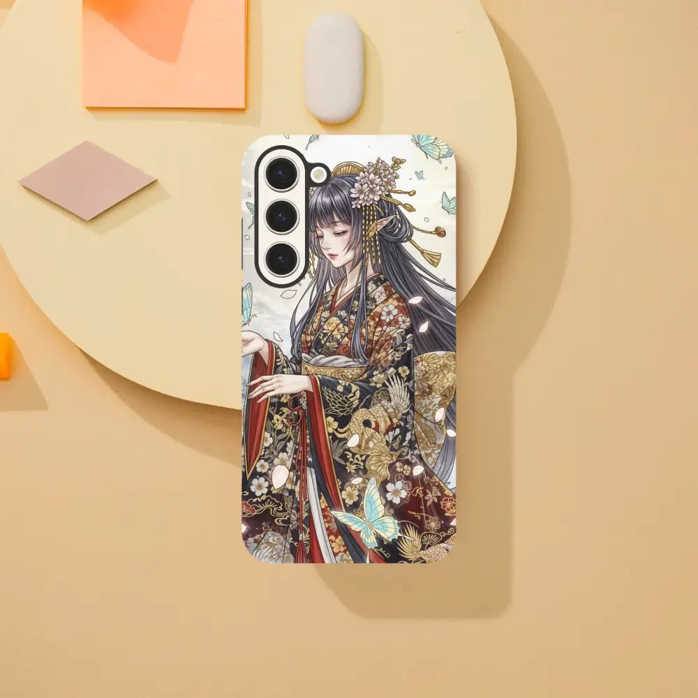 Samsung Tough Case featuring anime-style Kimono Maiden illustration for stylish protection