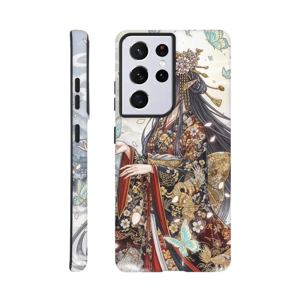 Samsung Tough Case featuring an anime-style woman in a traditional kimono for stylish protection