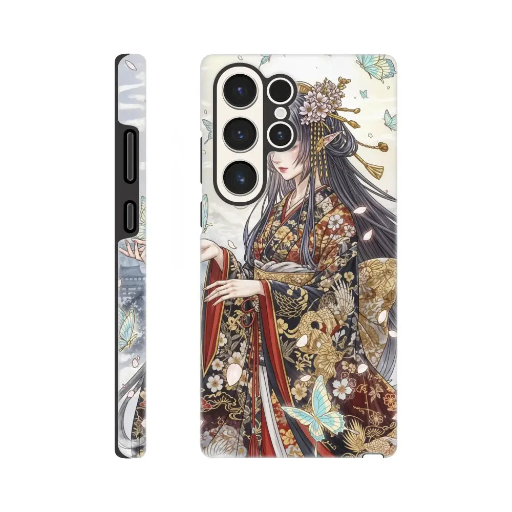 Samsung Tough Case featuring an anime-style kimono maiden illustration for stylish protection