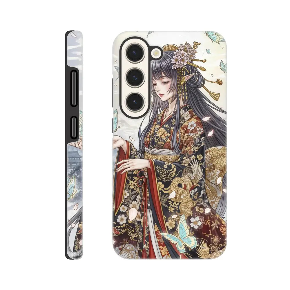 White Samsung Tough Case with anime-style kimono maiden illustration for Samsung Tough series