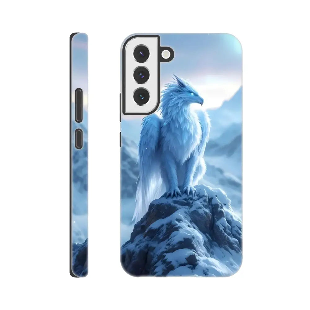 Samsung Tough Case with a white dragon design for PixiOnyx Winter Sentinel Fantasy Shell