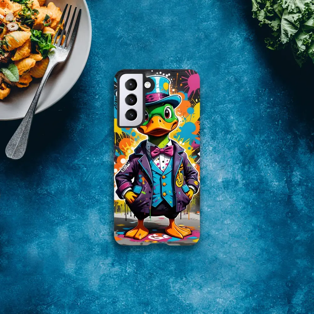 Duck-themed smartphone case for Samsung Tough Case Gangster Duck Swagger PixiOnyx Urban Armor