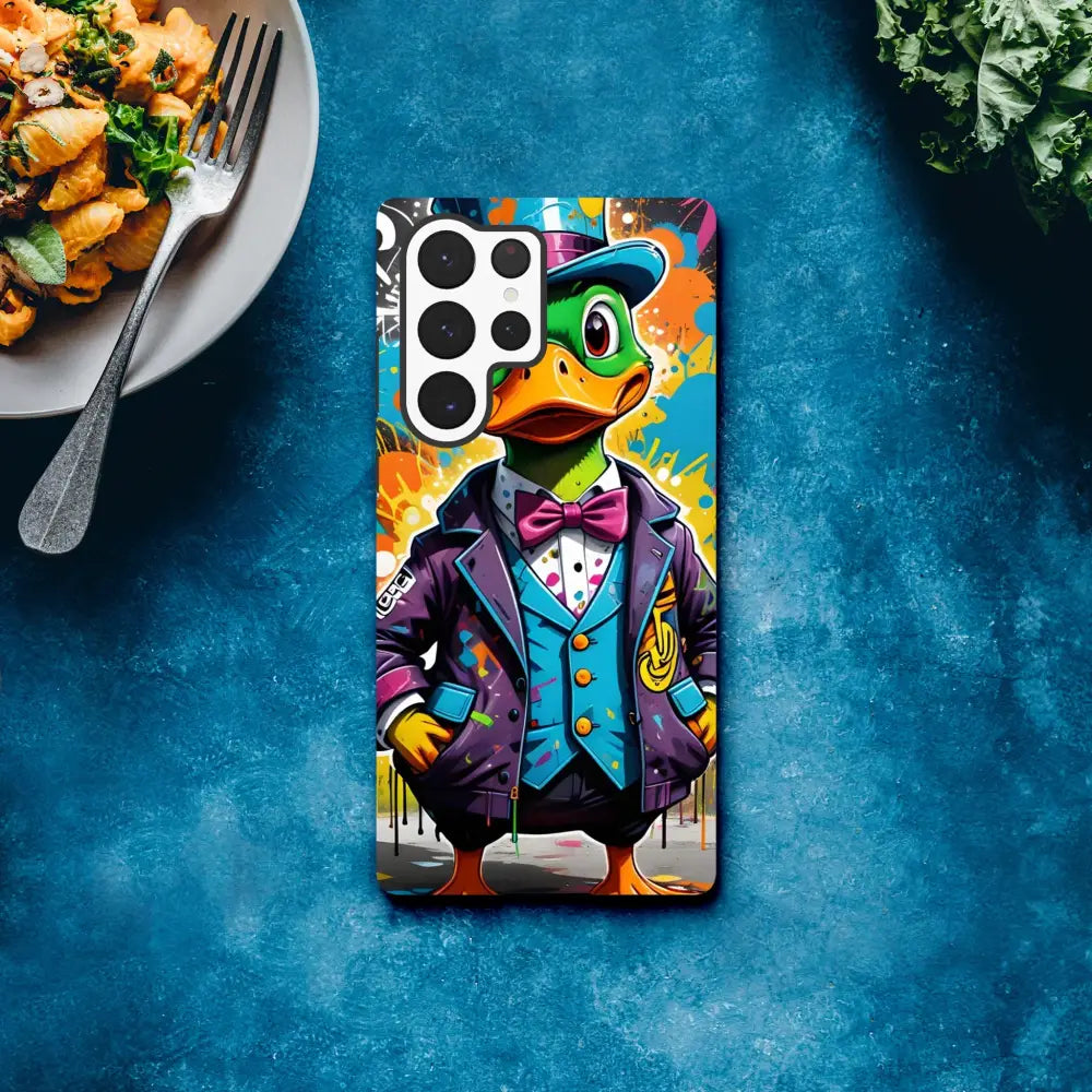 Duck-themed phone case for Samsung Tough Case featuring Gangster Duck Swagger design