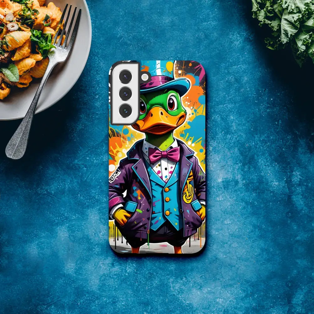 Samsung Tough Case featuring a cartoon duck in a suit for stylish urban protection