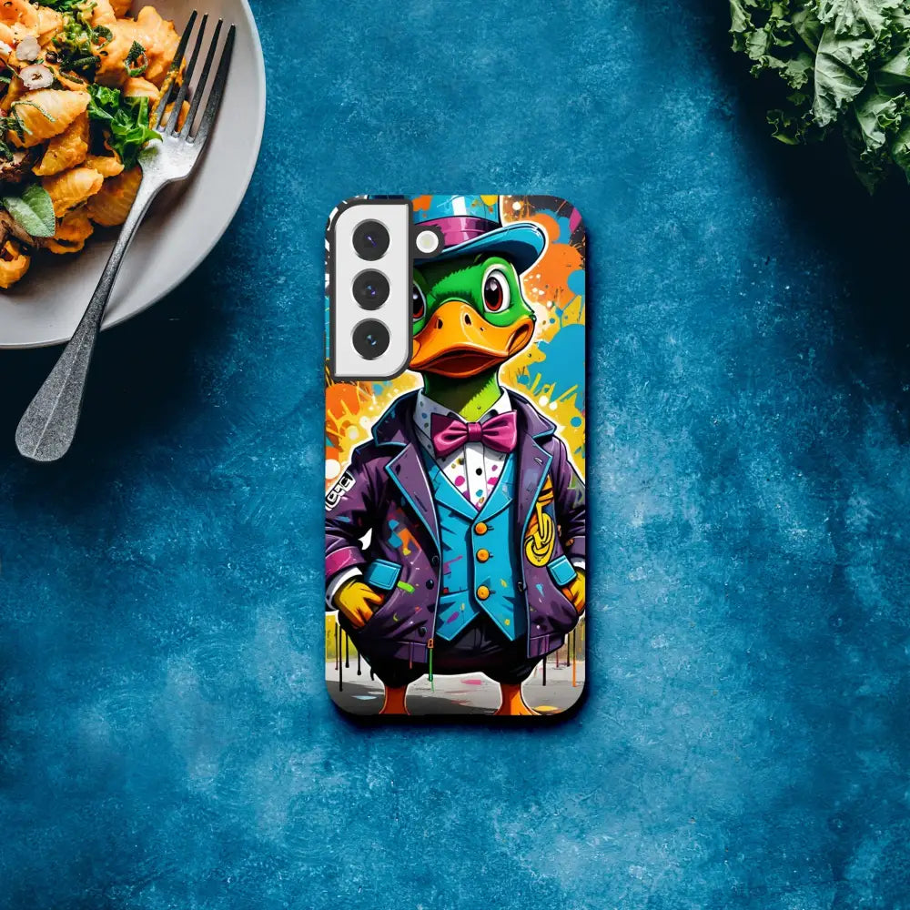 Duck-themed Samsung Tough Case with Gangster Duck Swagger design by PixiOnyx Urban Armor