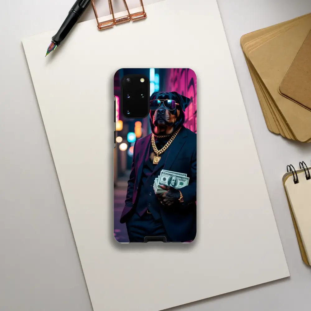 Samsung Tough Case featuring a dog in a suit for Kingpin K9 PixiOnyx Urban Armor