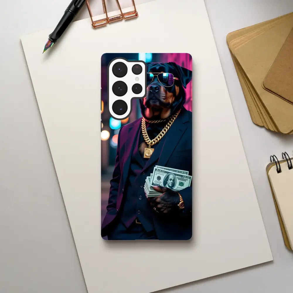 Samsung Tough Case featuring a dog in a suit for Kingpin K9 PixiOnyx Urban Armor