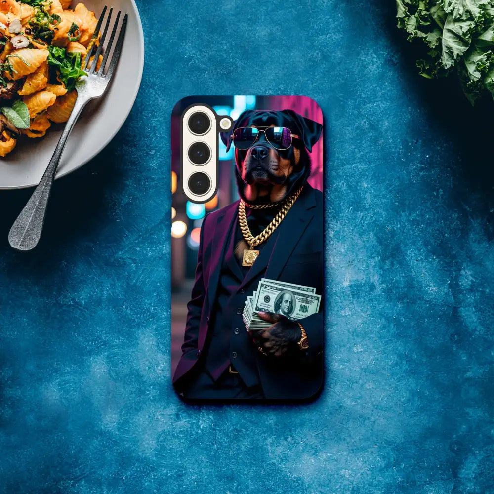 Samsung Tough Case featuring a dog in sunglasses and a suit for urban style protection