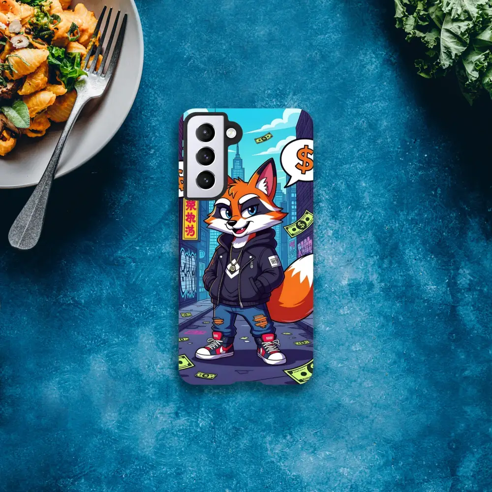 Fox-themed smartphone case for Samsung Tough Case Street Hustle Fox from PixiOnyx Alley Edge
