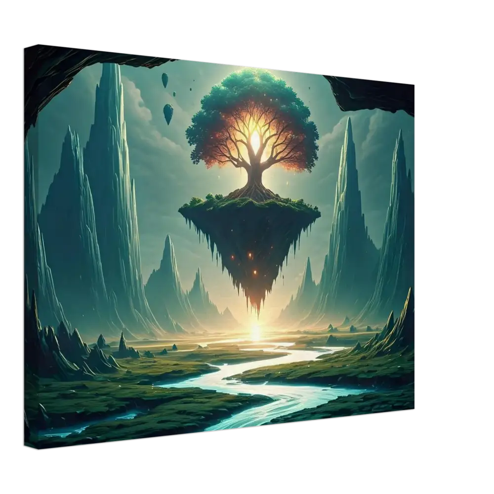 Floating tree island in Sanctuary of the Skyroot Canvas from PixiOnyx Floating Realm Series