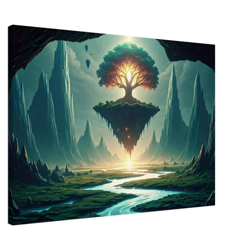 Floating tree island from Sanctuary of the Skyroot Canvas in PixiOnyx Floating Realm Series
