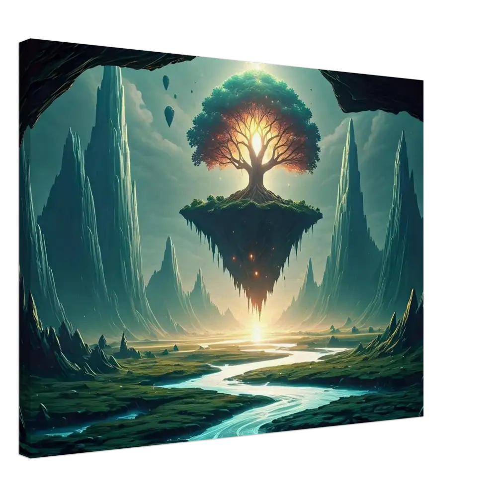Floating Tree Island from Sanctuary of the Skyroot Canvas in PixiOnyx Floating Realm Series
