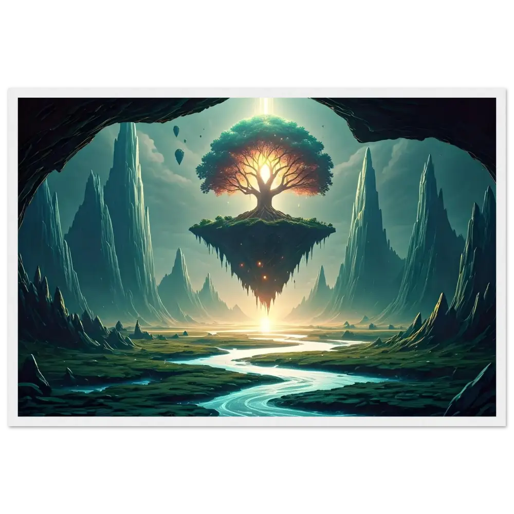Floating tree island on the Sanctuary of the Skyroot PixiOnyx Ethereal Edition framed poster