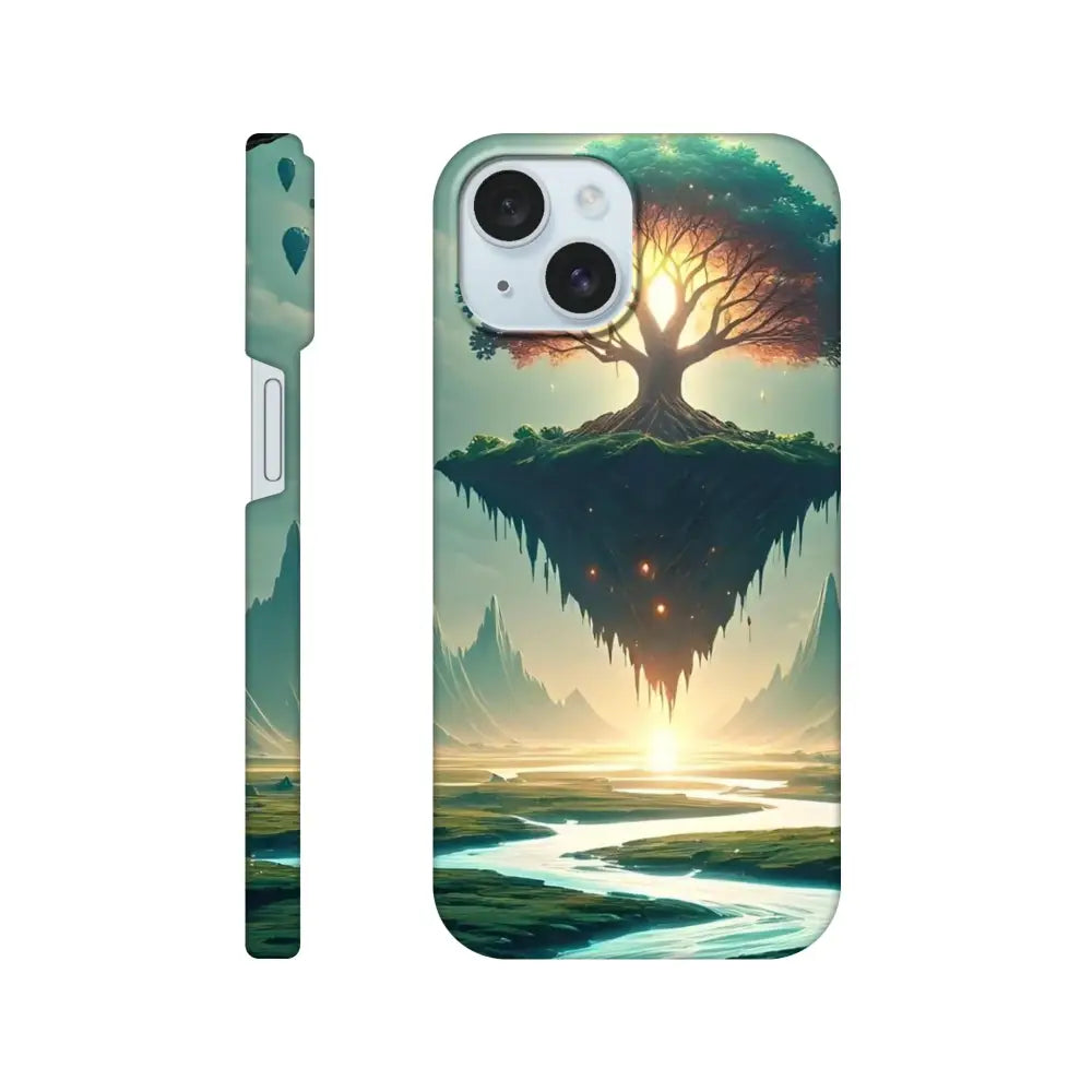 Fantasy landscape phone case featuring a Dreamcore Sanctuary of the Skyroot design for iPhone